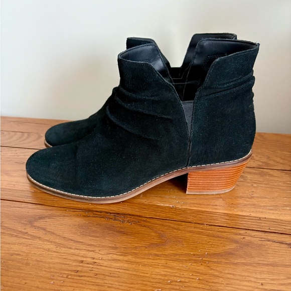 Cole Haan Black Suede Ankle Booties with Wooden Heel - Picture 1 of 5